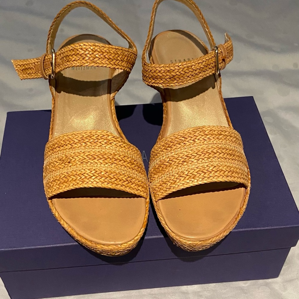 Stuart Weitzman woven leather wedge sandals